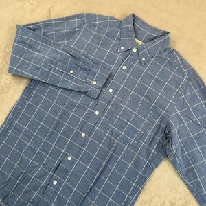 Alex Crane PAC Shirt Men Medium Blue Grey Check Long Sleeve Made in USA $165